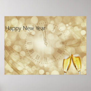 New Year's Eve with champagne glasses  Poster