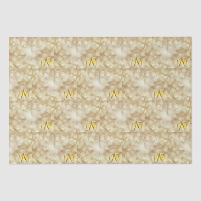 New Year's Eve with champagne glasses   Tissue Paper (Front)