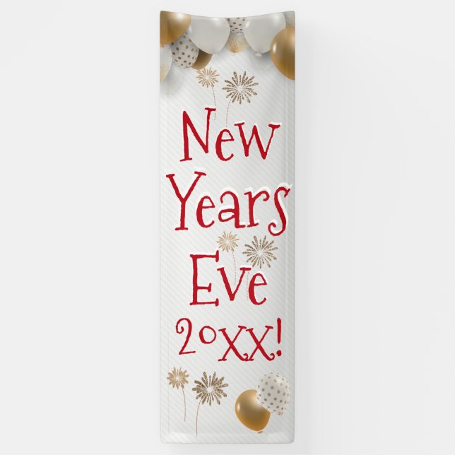 New Years Eve, Year, Sign, Gold, Banner (Vertical)