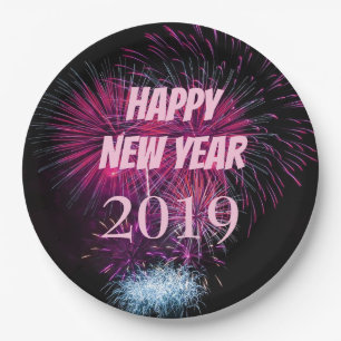 New Years Fireworks Paper Plate