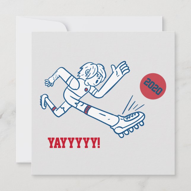 New Years Funny Cartoon Soccer Player 2021 Flat Holiday Card (Front)