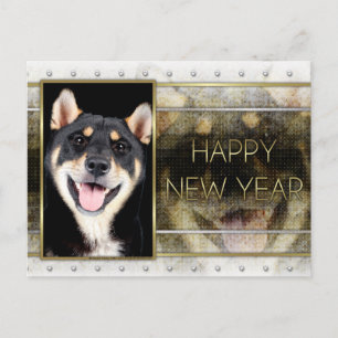 New Years - Golden Elegance - Shiba Inu - Hachi Holiday Postcard
