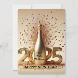 New Years Golden Wishes  Holiday Card