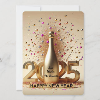New Years Golden Wishes  Holiday Card