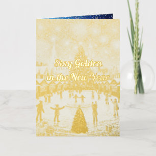 New Year's greetings in gold with a unique design Foil Holiday Card