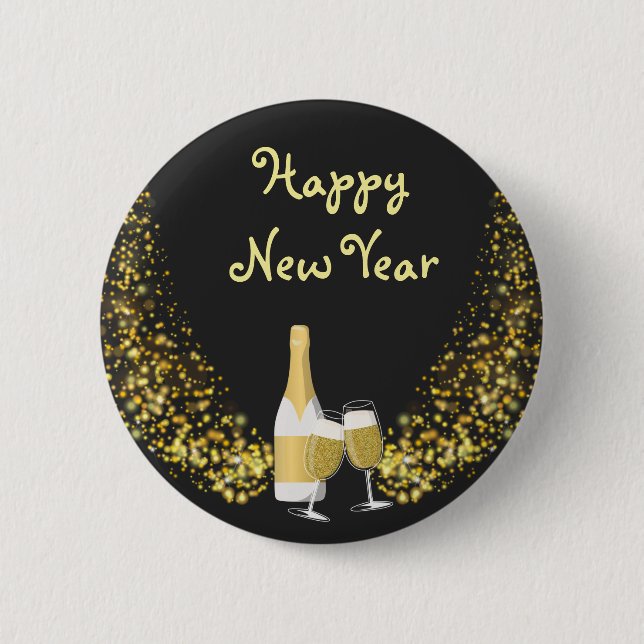 New Years Happy New Year 6 Cm Round Badge (Front)