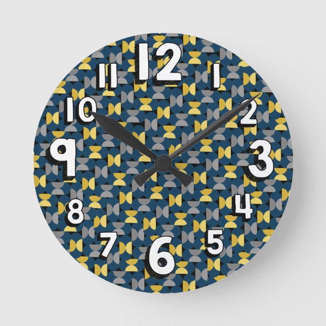 New Year's Herringbone Round Clock (Front)