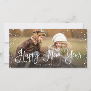New Years Holidays Snow Photo Holiday Card