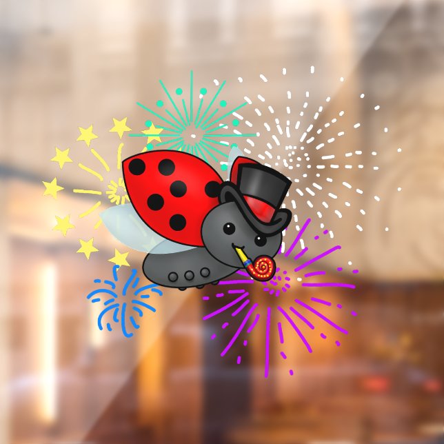 New Years Ladybug Window Cling (Sheet 2)