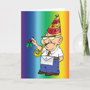 New Years Mason kiss Holiday Card