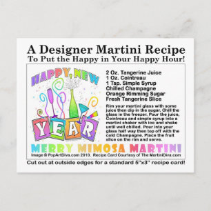New Year's Merry Mimosa Martini Recipe Postcard