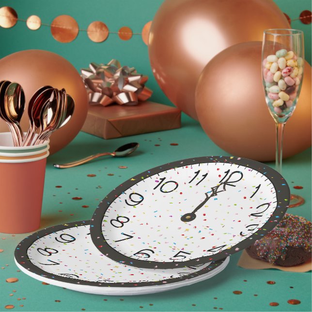 New Years Midnight Clock Party Paper Plate (Multi)