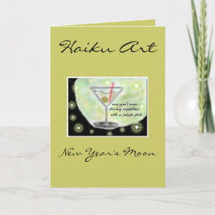 New Year's Moon Haiku Art Greeting Card