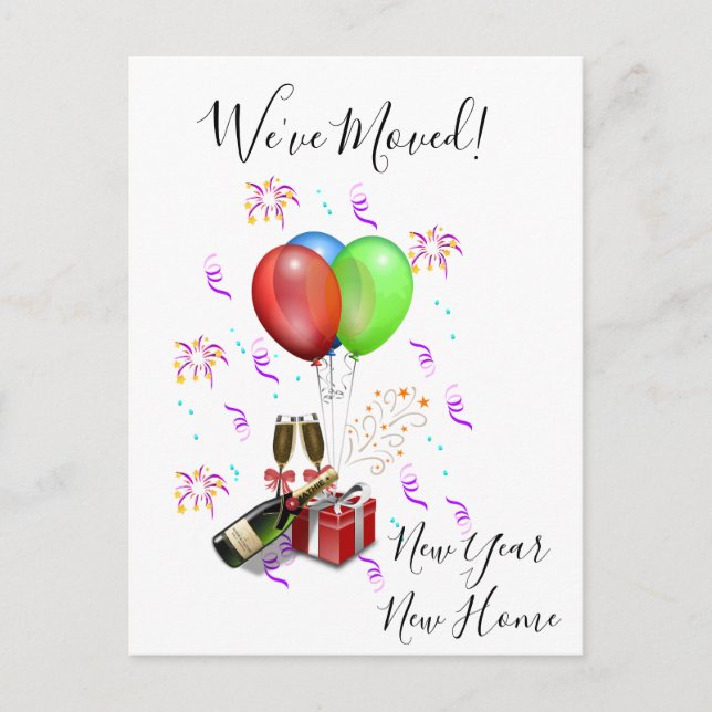 New Years Moving Announcement  Moved Celebrate (Front)