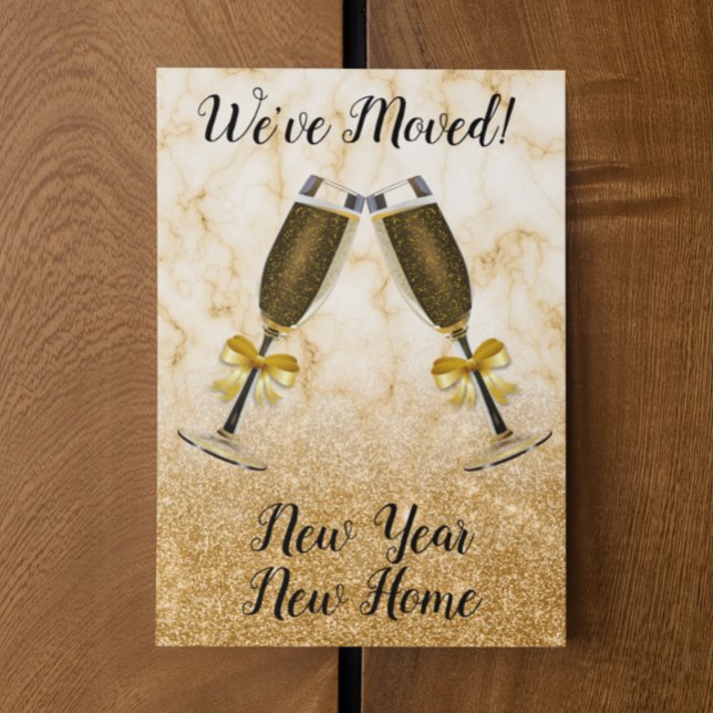 New Years Moving Announcement Moved Gold Champagne (Creator Uploaded)