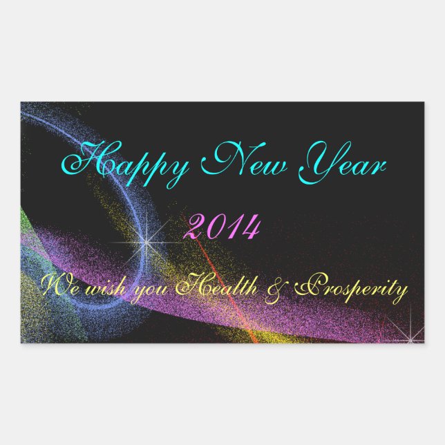 New Years Neon Fireworks Wine, Water Bottle Labels (Front)