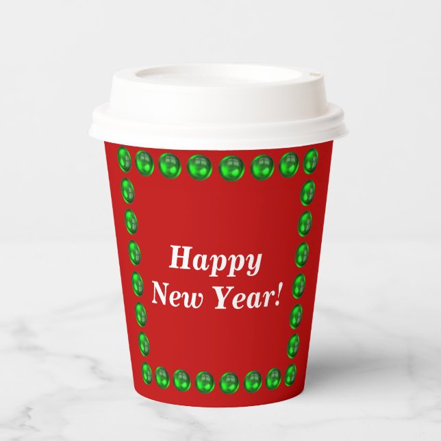 New Year's Paper Cups Size: 8oz Paper Cup with Lid (Front)