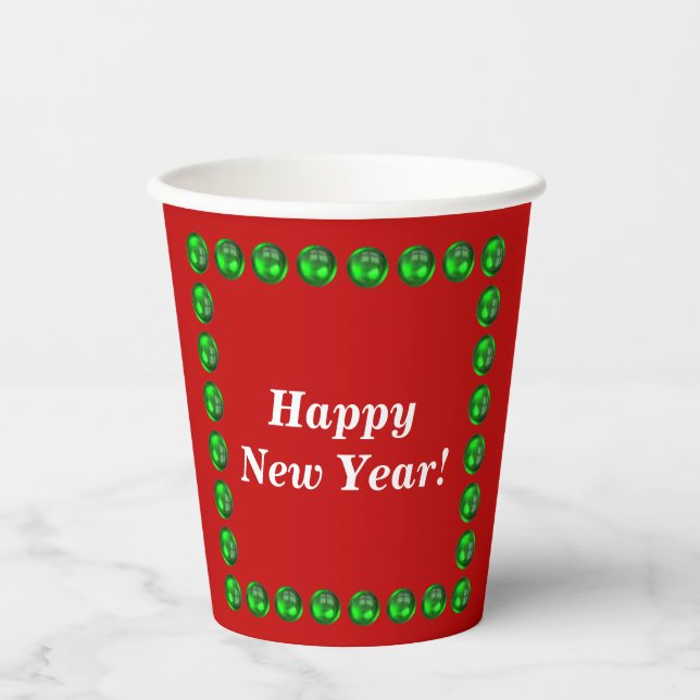 New Year's Paper Cups Size: 8oz Paper Cup with Lid (Front)