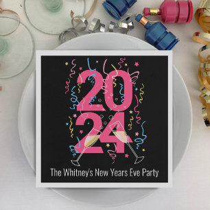 New Years Party 2024 champagne streamers custom Napkin
