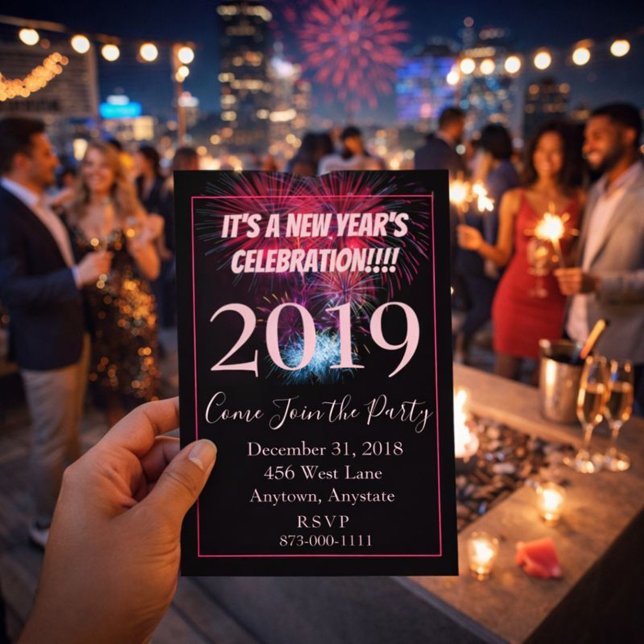 New Year's Party Fireworks Invitation (Creator Uploaded)