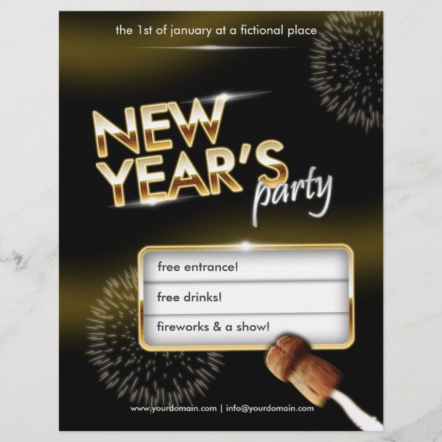 New Years party flyer - fully customisable (Front)