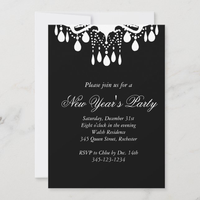 New Year's Party Grand Ballroom (black) Invitation (Front)