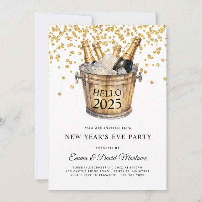 New Years Party Hello 2025 Invitation (Front)