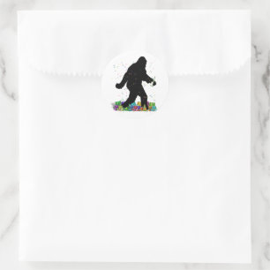 New Years Party Sasquatch Classic Round Sticker