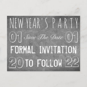 New Year's Party Save The Date Chalkboard Announcement Postcard