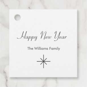New Years Party Simple Snowflake Retro Favour Tags