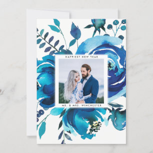 NEW YEAR'S PHOTO CARD   Newlywed Floral Watercolor