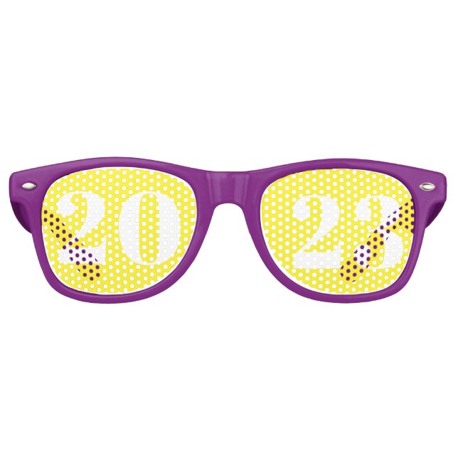 New Year's Purple and Yellow Party Sunglasses (Front)