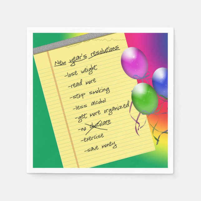 New Year's Resolution List  Napkin (Front)