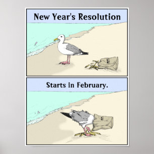 New Year's Resolution Poster 12x16"   Seagull Art