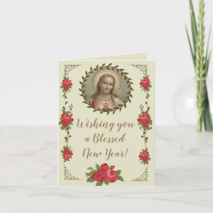 New Years Sacred Heart Scripture Holiday Card