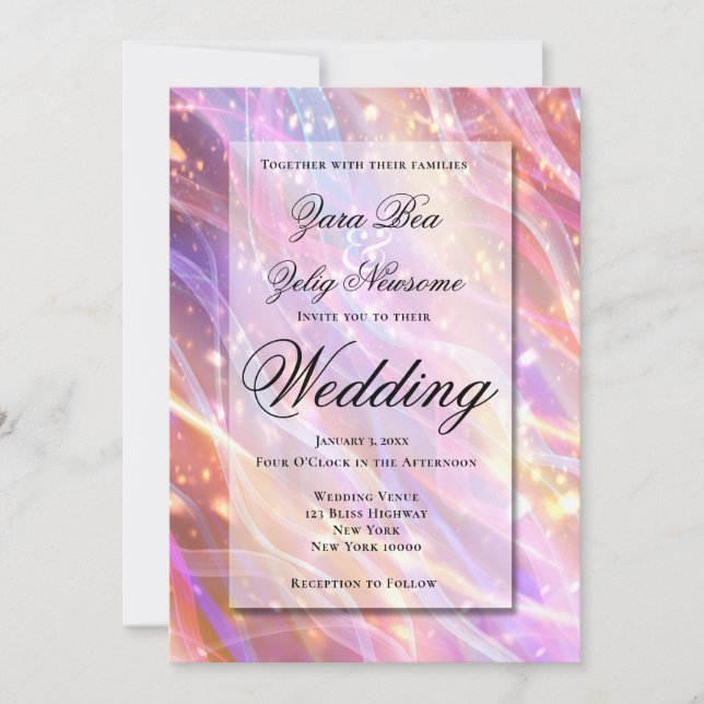 New Years Sparkle Light Celebration Wedding Announcement (Front)