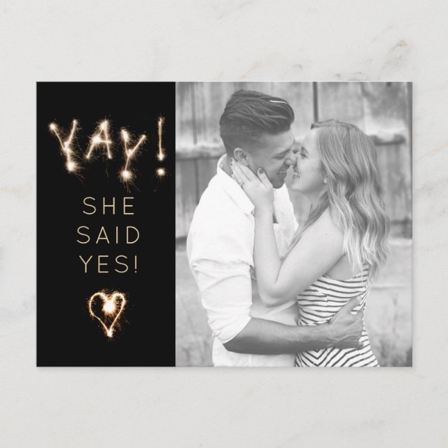 New Year's Sparkler | Save The Date | She Said Yes Postcard (Front)
