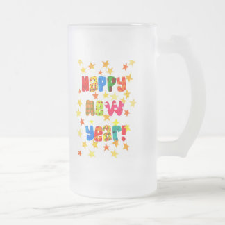 New Year's Starry Frosted Glass Mug