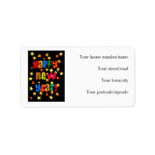 New Year's Starry Return Address Label