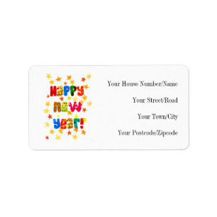 New Year's Starry Return Address Label