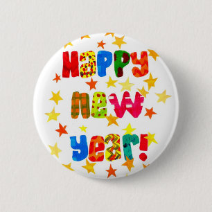 New Year's Starry Round Button