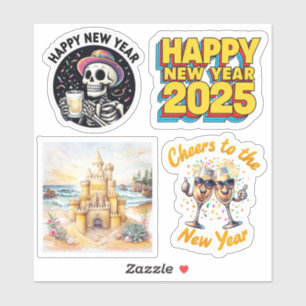 New Years Stickers, 2025 Stickers, New Years