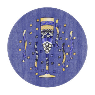 New Year's Toast Glass Cutting Board