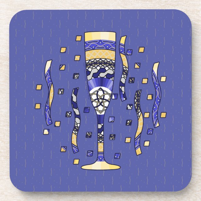 New Year's Toast Square Coaster (Front)