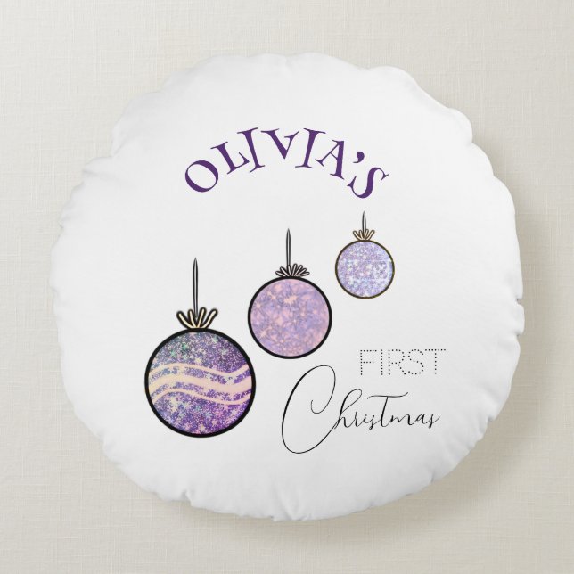 New Year's tree decorations Round Cushion (Front)