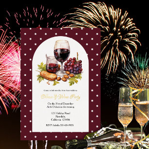 New Year's Watercolor Cheese & Wine Theme Design