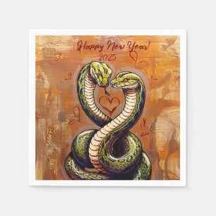 New Year's Wish for Love 2025 Wooden Snake Napkin