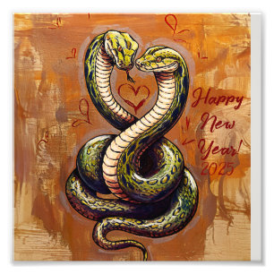 New Year's Wish for Love 2025 Wooden Snake  Photo Print