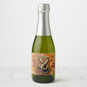 New Year's Wish for Love 2025 Wooden Snake  Sparkling Wine Label