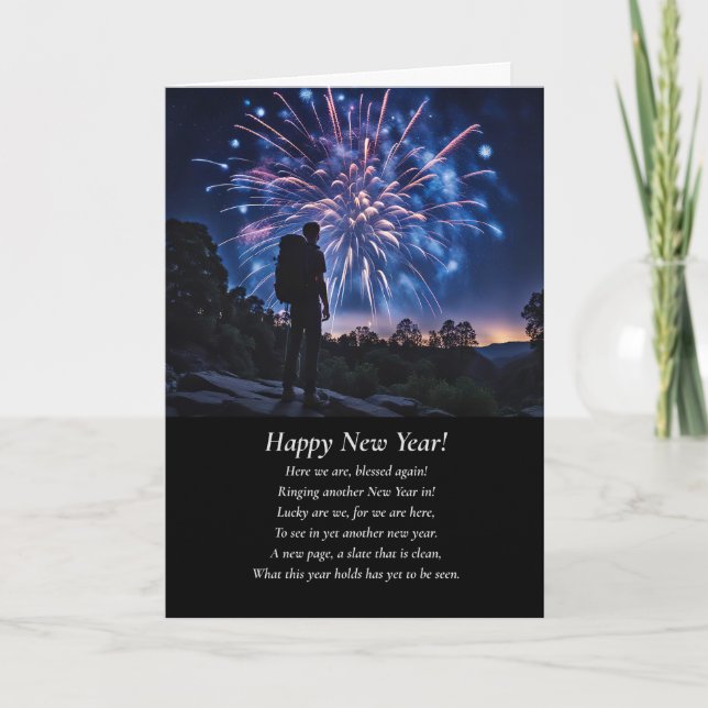 New Years With Backpacker and Fireworks Inspire Card (Front)